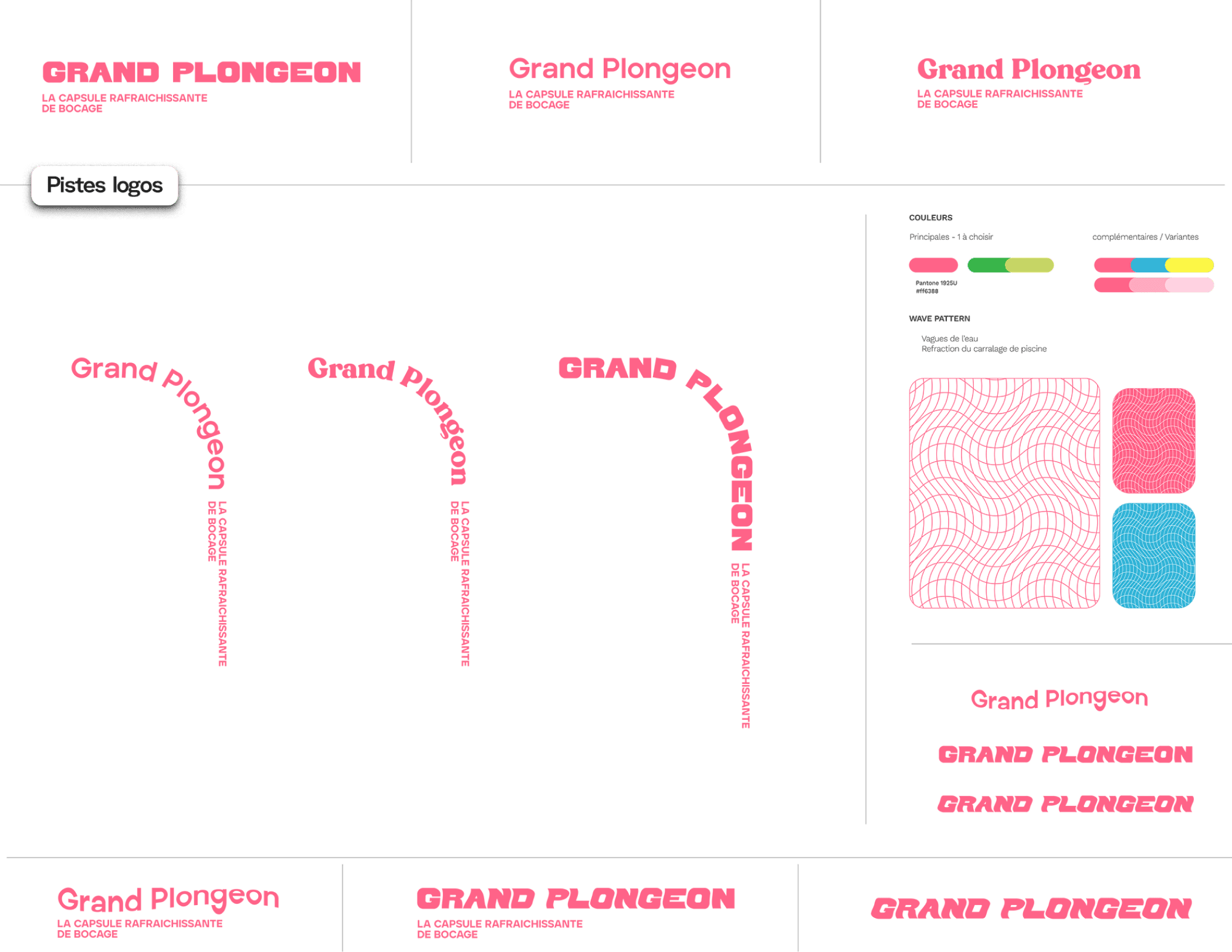 Arthur Barat — Bocage - Direction Artistique et UX/UI : Pistes des logos pour Grand Plongeon Bocage