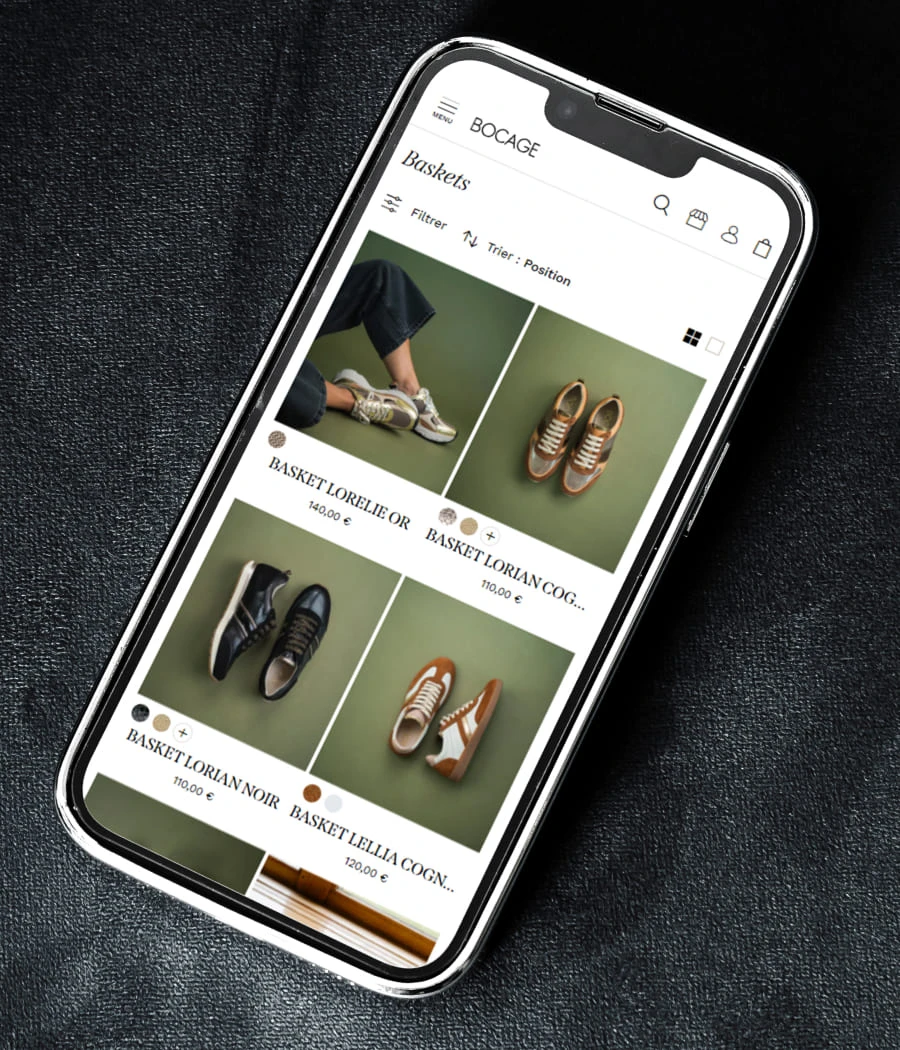Arthur Barat — Bocage - Direction Artistique et UX/UI : Refonte UX/UI Page Liste de produit Bocage Responsive Mobile