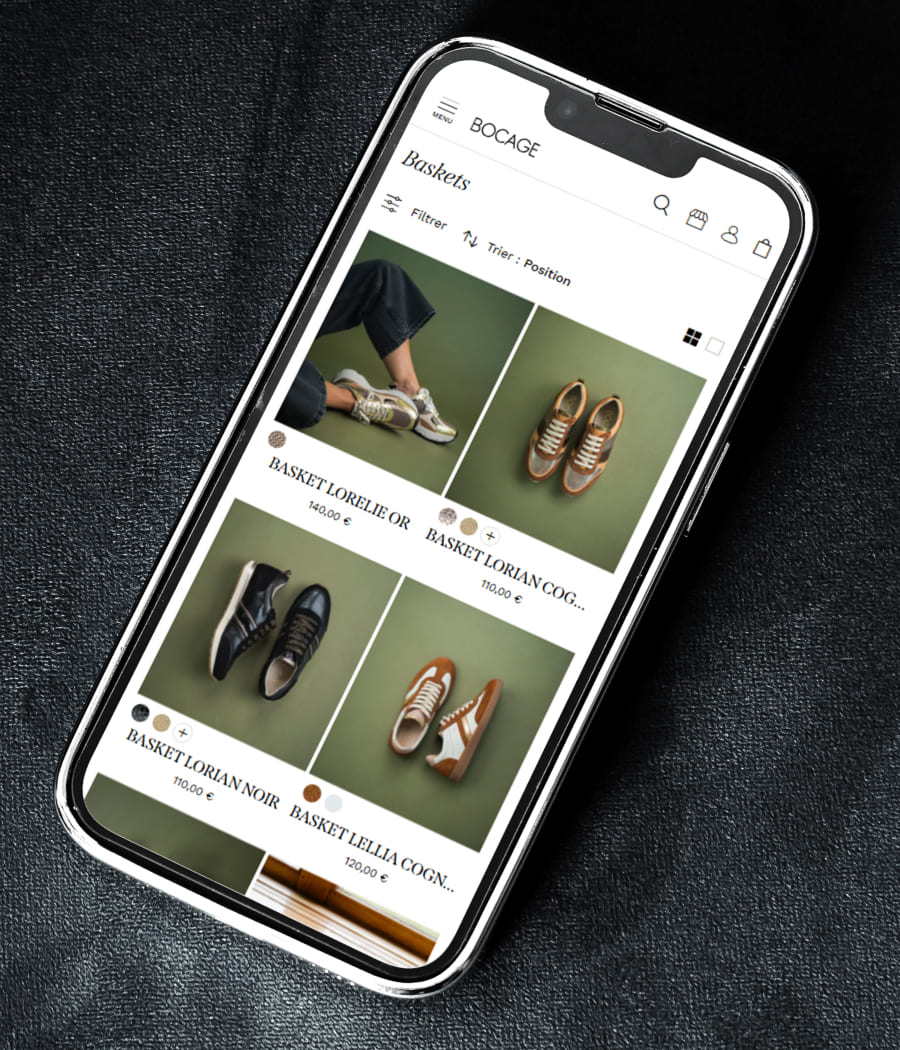 Bocage - Direction Artistique et UX/UI : Refonte UX/UI Page Liste de produit Bocage Responsive Mobile